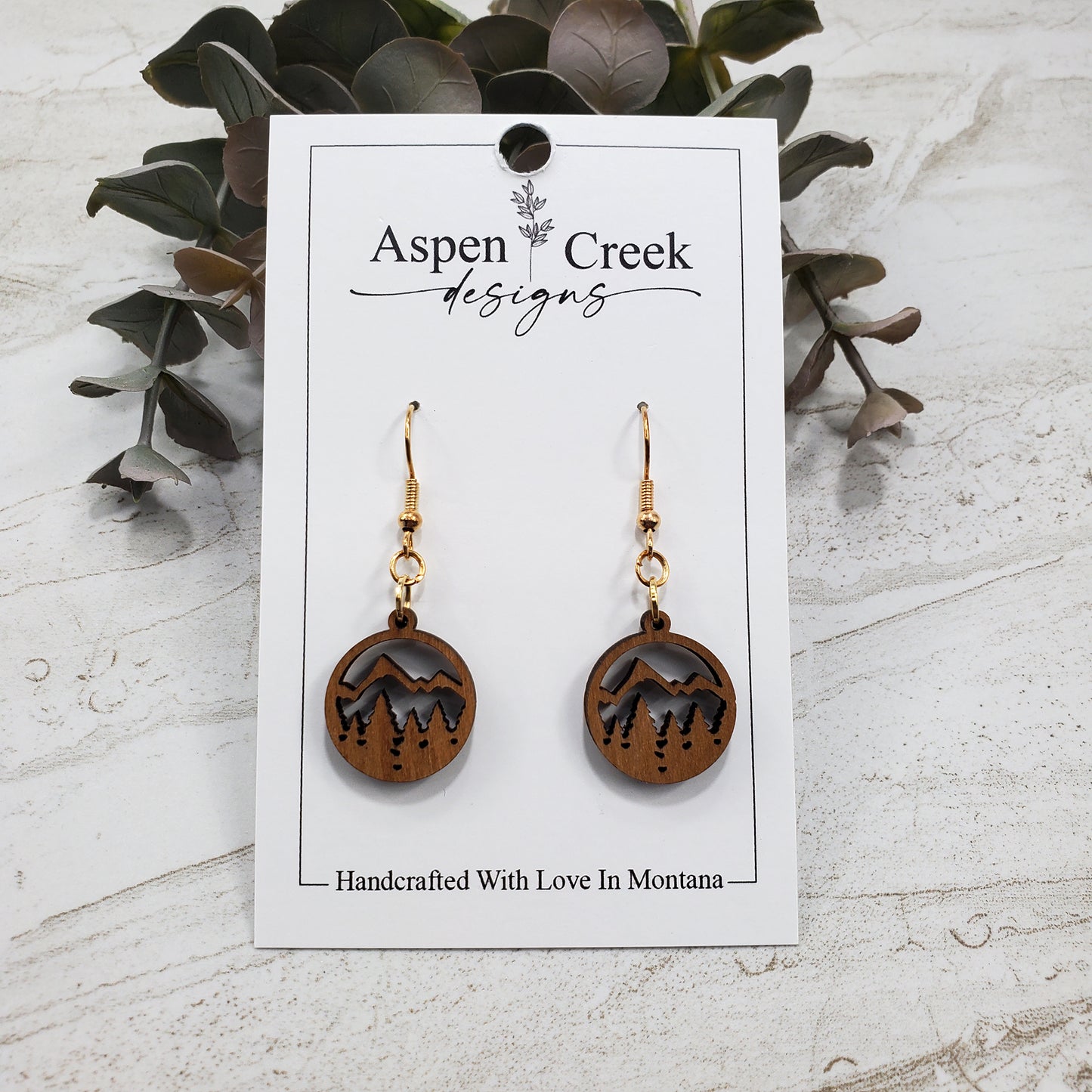 Wood Earrings- Mountains