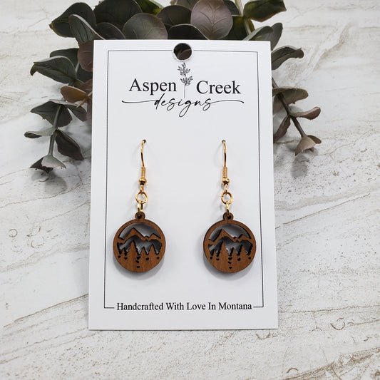 Wood Earrings- Mountains