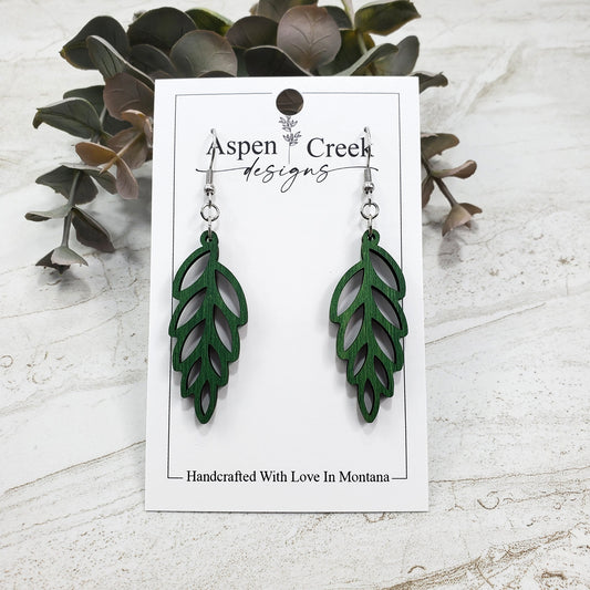 Wood Earrings- Leaf