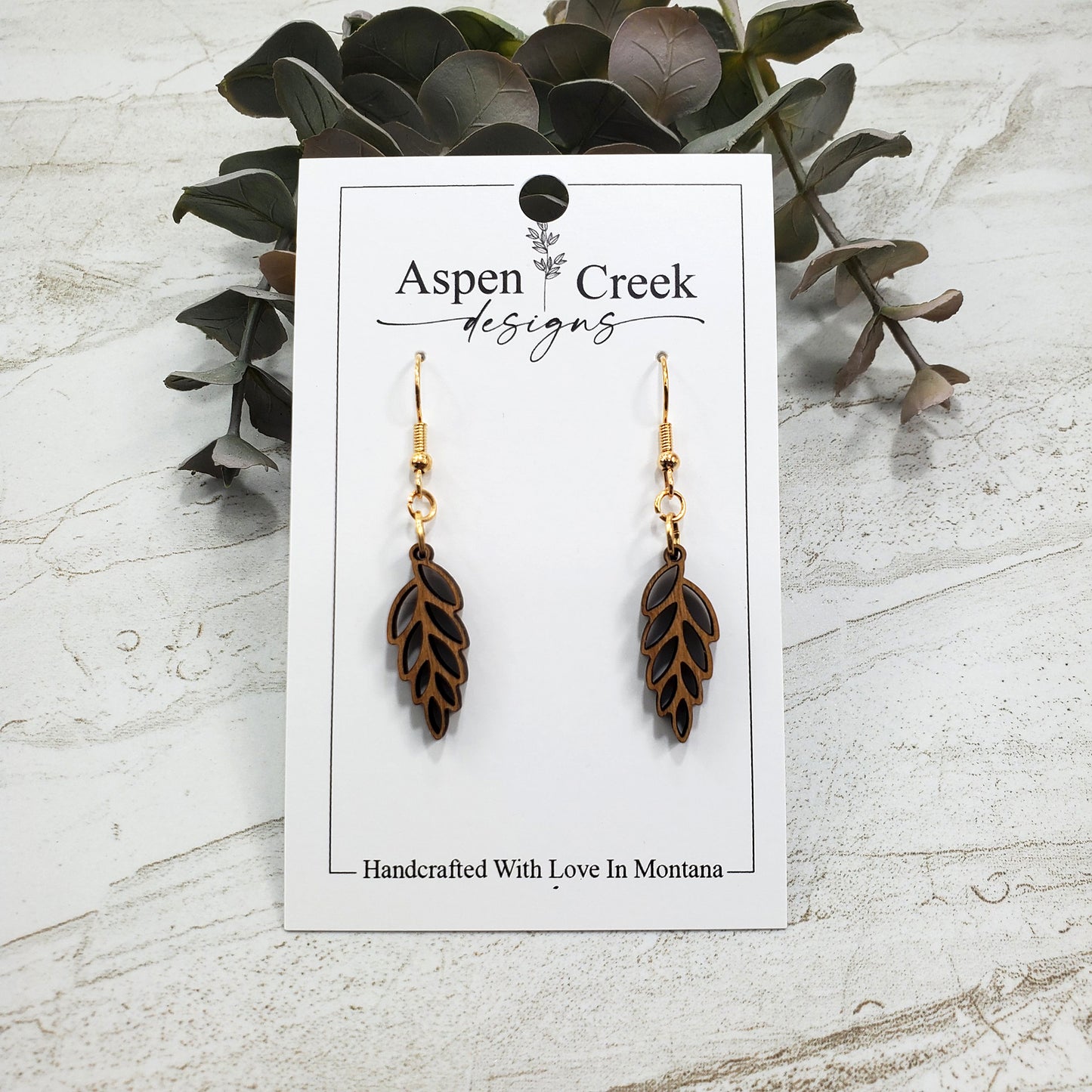 Wood Earrings- Leaf