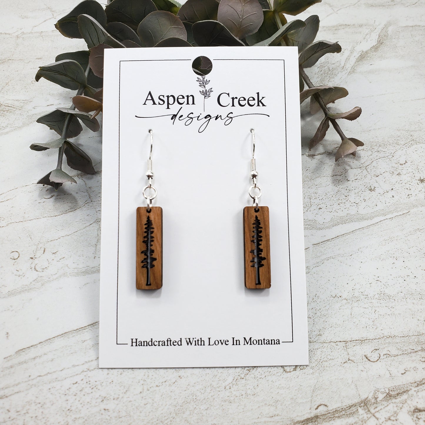 Wood Earrings- Slender Trees