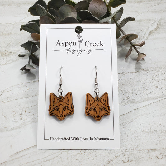 Wood Earrings- Fox