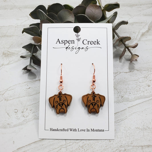 Wood Earrings- Boxer