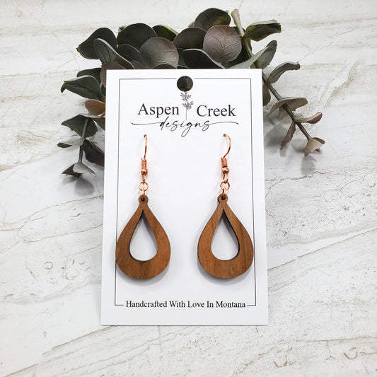 Wood Earrings- Teardrop