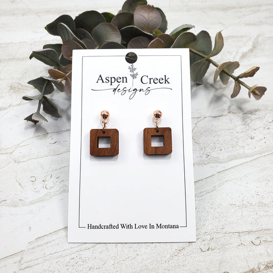 Wood Earrings- Square