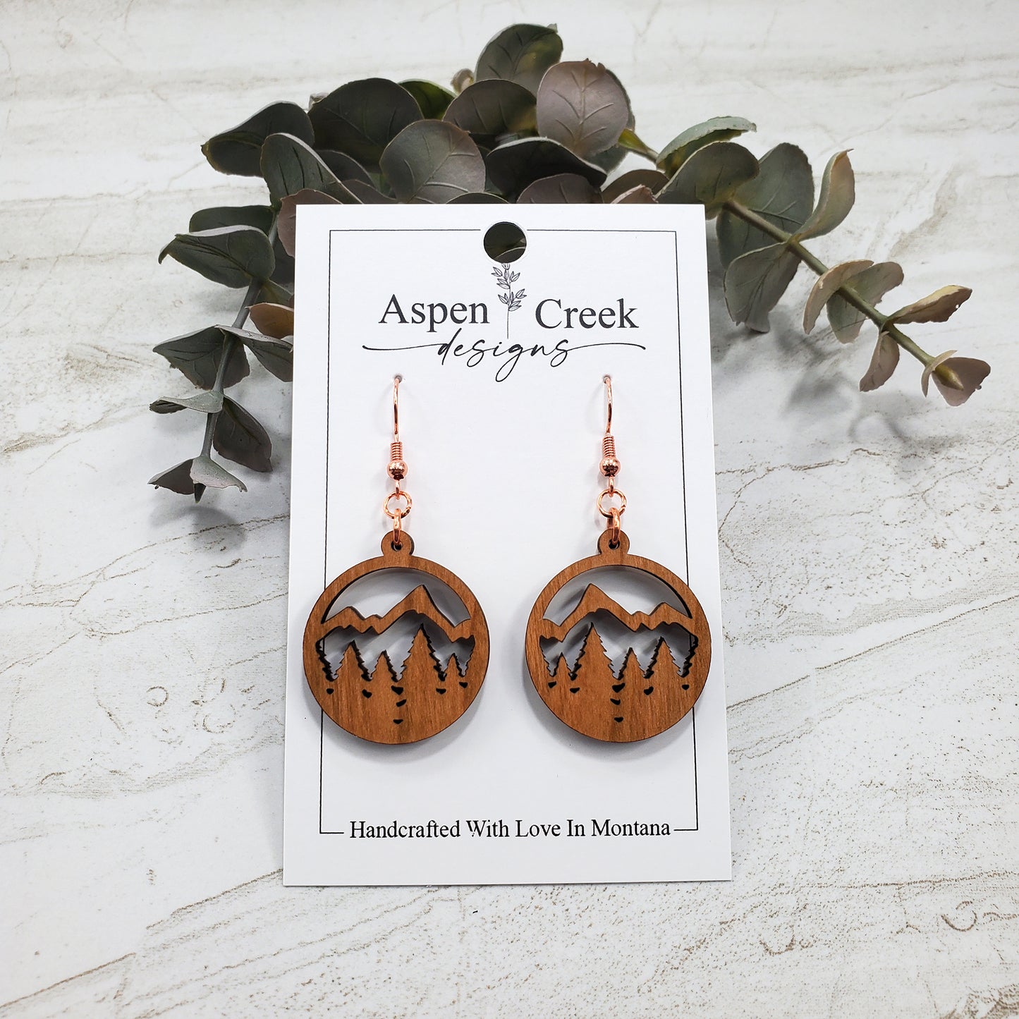 Wood Earrings- Mountains