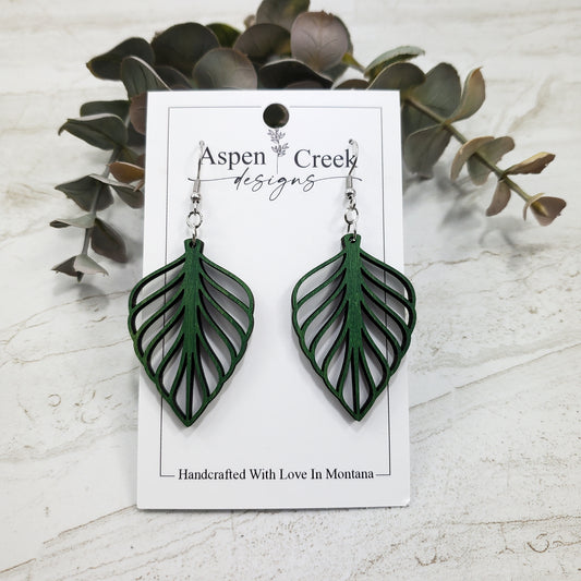 Wood Earrings- Leaf