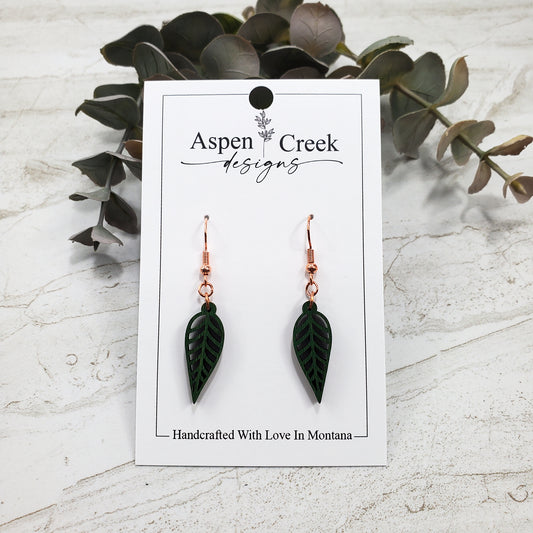 Wood Earrings- Leaf