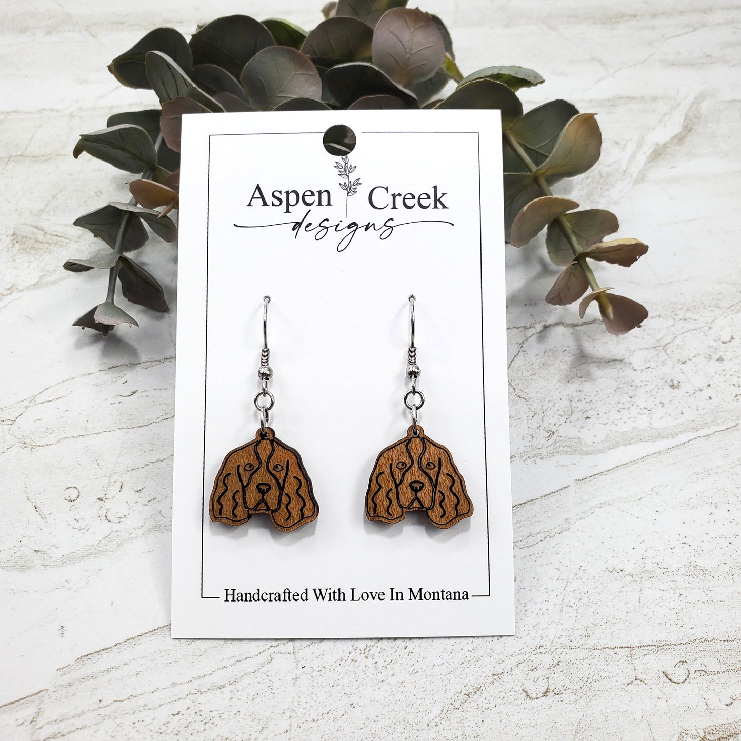 Wood Earrings- Cocker Spaniel