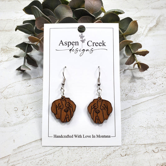 Wood Earrings- Saint Bernard