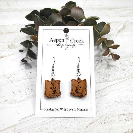 Wood Earrings- Border Collie