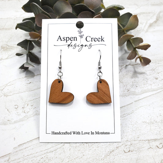 Wood Earrings- Hearts