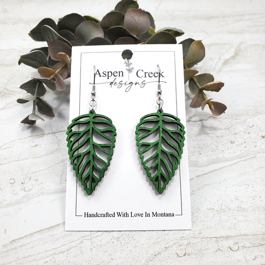 Wood Earrings- Leaf