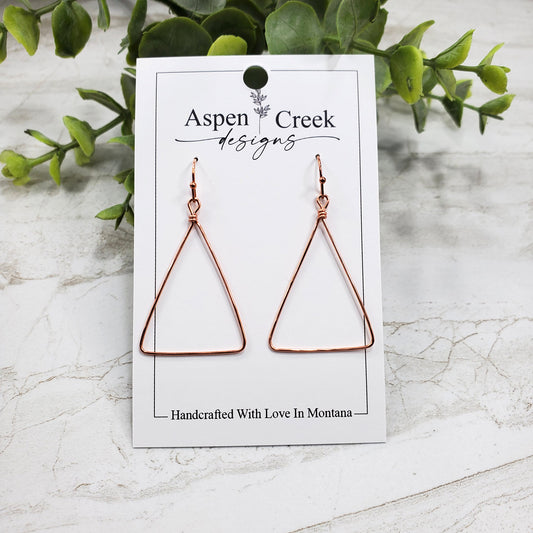 Wire Hoops- Copper Triangle