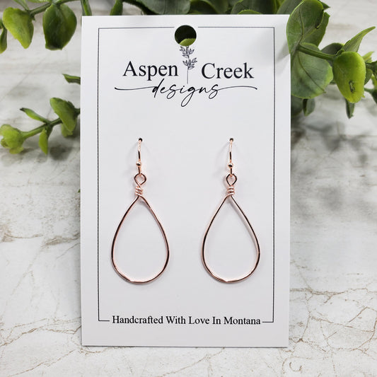 Wire Hoops- Copper Teardrop