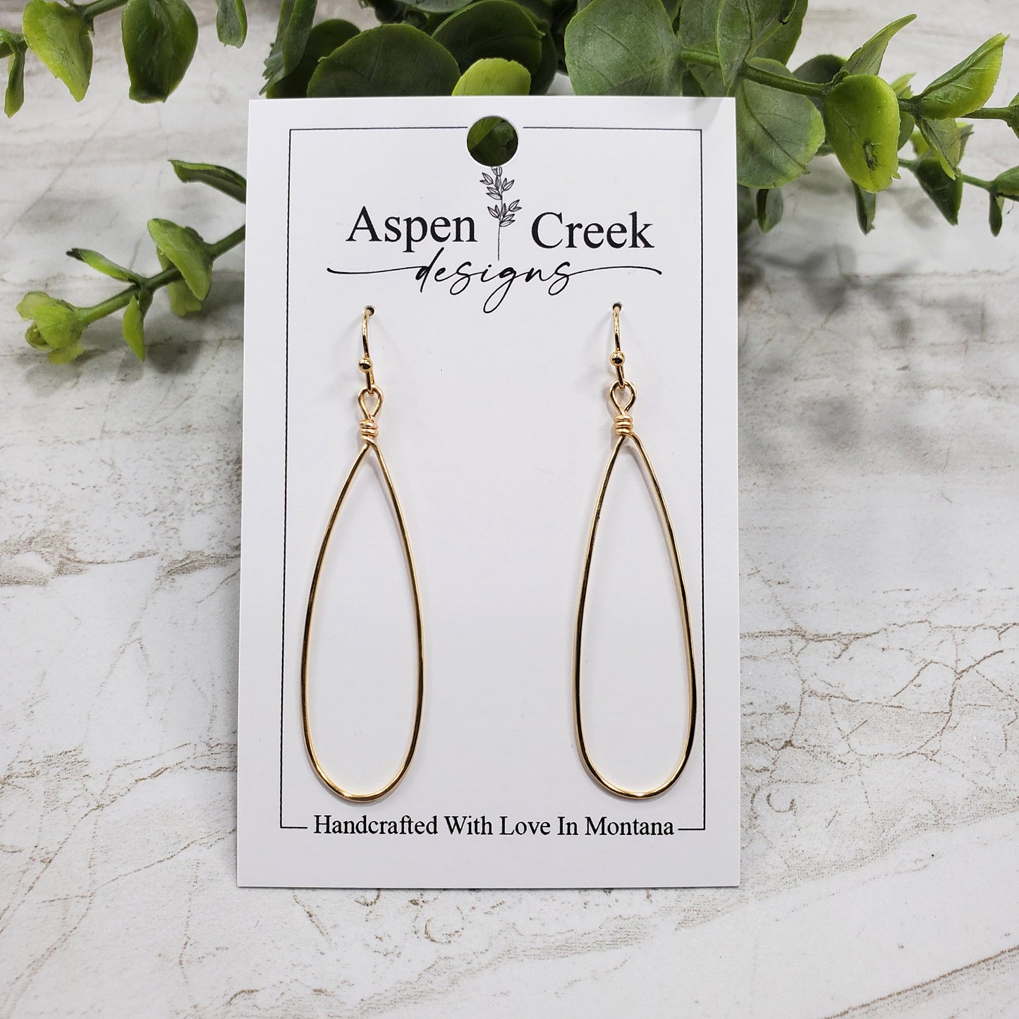 Wire Hoops- Slender Teardrop