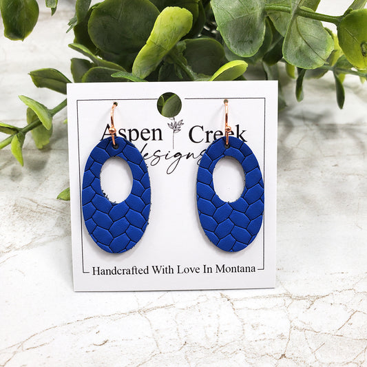 Mini Leather Earrings- Blue Braid