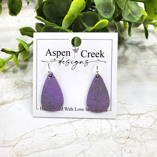 Mini Leather Earrings- Lavender Dust