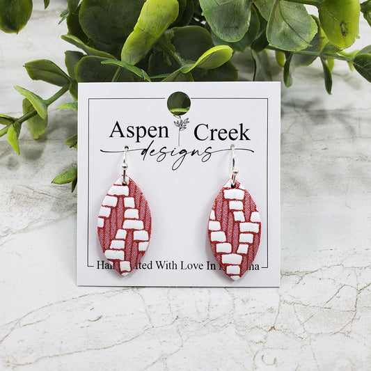 Mini Leather Earrings- Pink & White Chevron