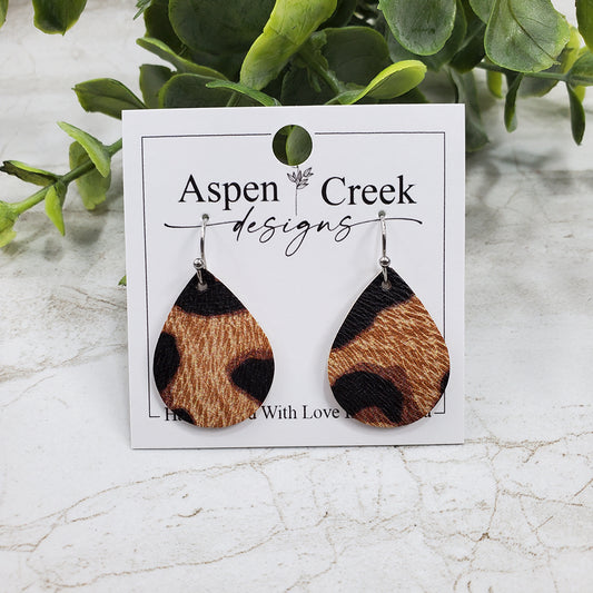 Mini Leather Earrings- Animal Print