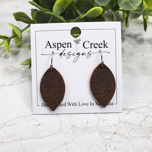 Mini Leather Earrings- Worn Cowboy Boots