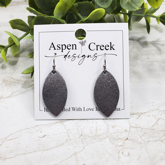 Mini Leather Earrings- Gunmetal Satin