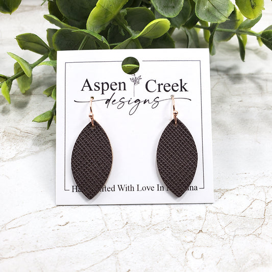 Mini Leather Earrings- Milk Chocolate Textured