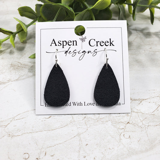 Mini Leather Earrings- Matte Black