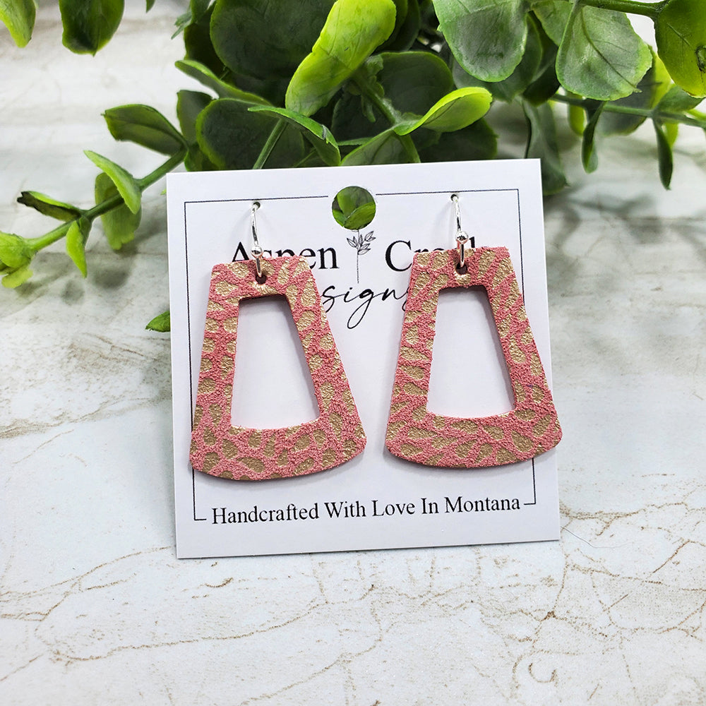 Mini Leather Earrings- Pink Spots