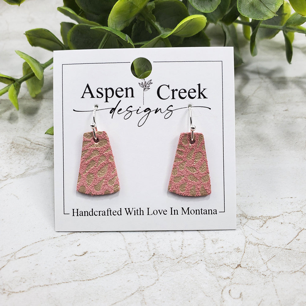 Mini Leather Earrings- Pink Spots