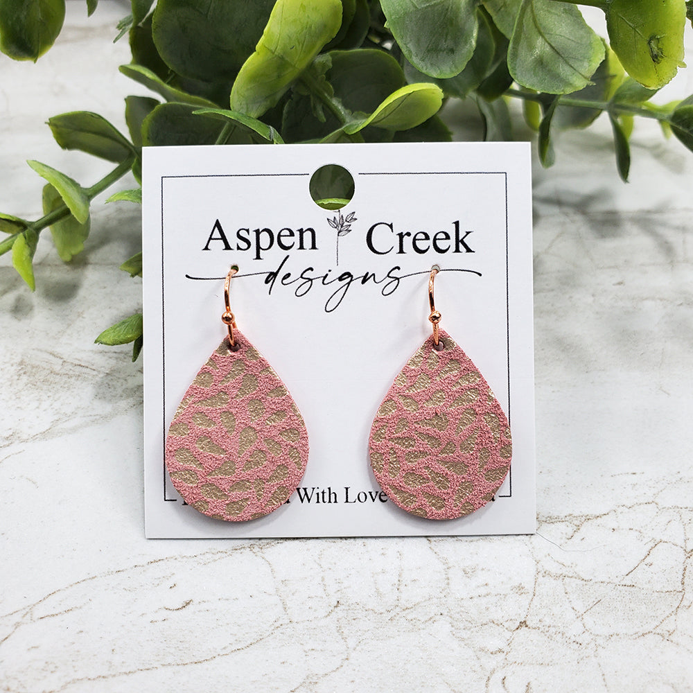 Mini Leather Earrings- Pink Spots