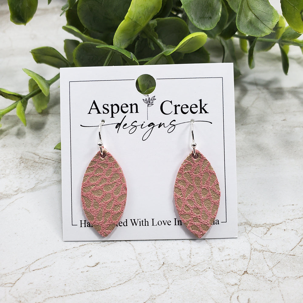 Mini Leather Earrings- Pink Spots