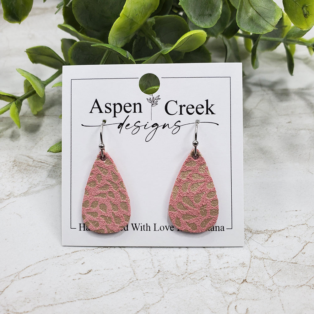 Mini Leather Earrings- Pink Spots