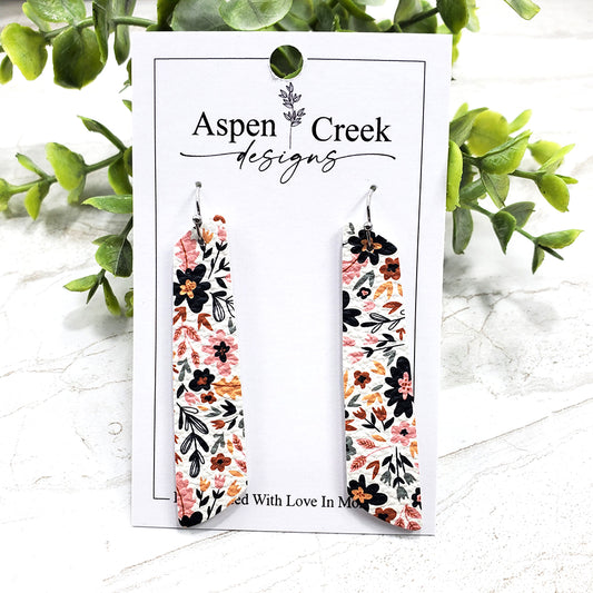 Leather Earrings- Floral