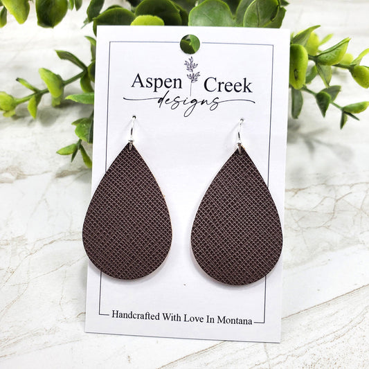 Leather Earrings- Chocolate Saffiano