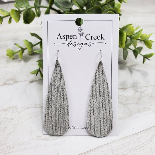 Leather Earrings- Gray Palm