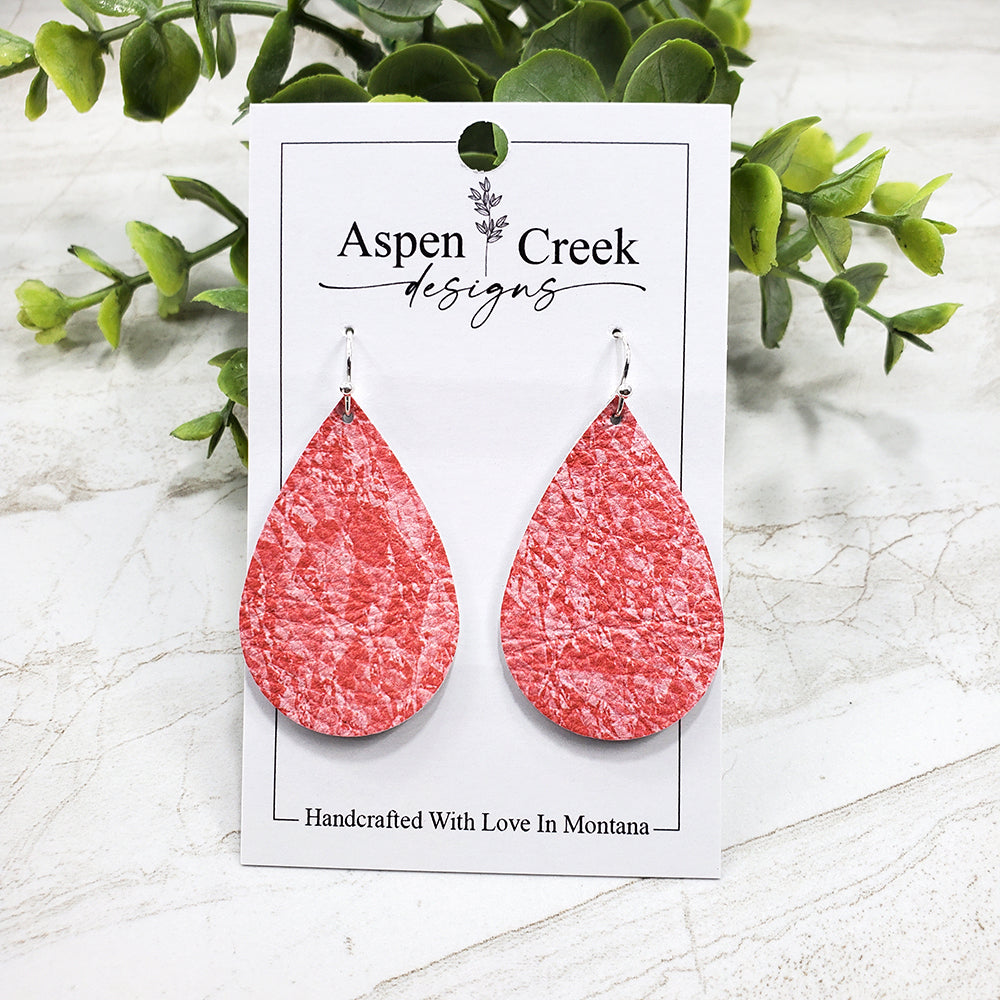 Leather Earrings- Pink