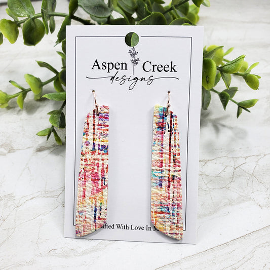 Leather Earrings- Watercolor Streaks