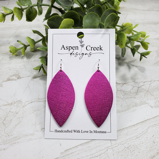 Leather Earrings- Hot Pink Saffiano