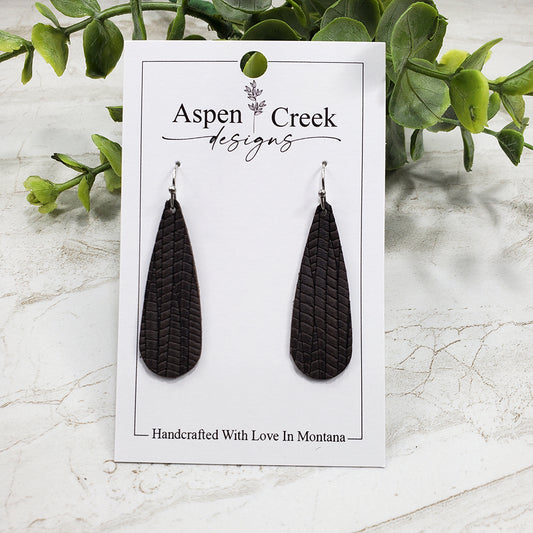 Leather Earrings- Chocolate Palm