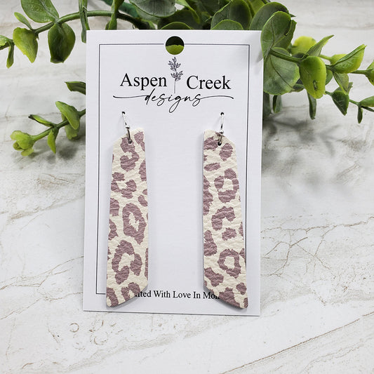 Leather Earrings- Taupe Leopard