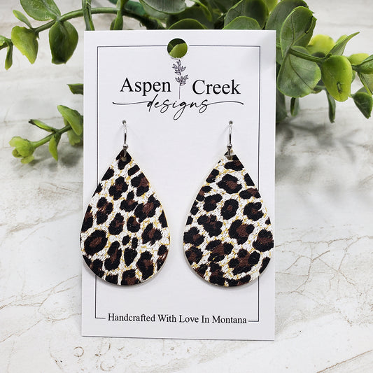 Leather Earrings- Chocolate Cheetah