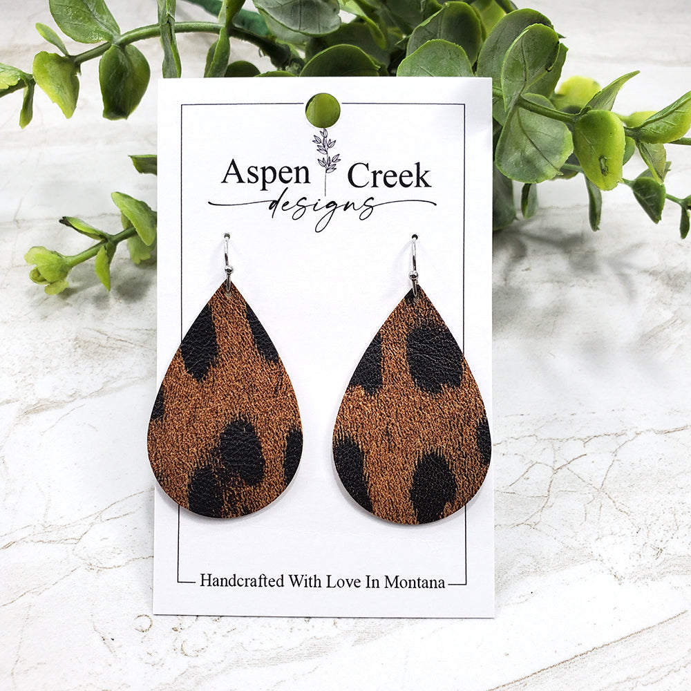 Leather Earrings- Animal Print