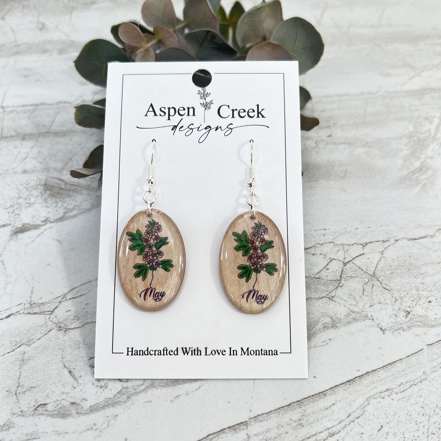 Resin Earrings- May Birth Flower