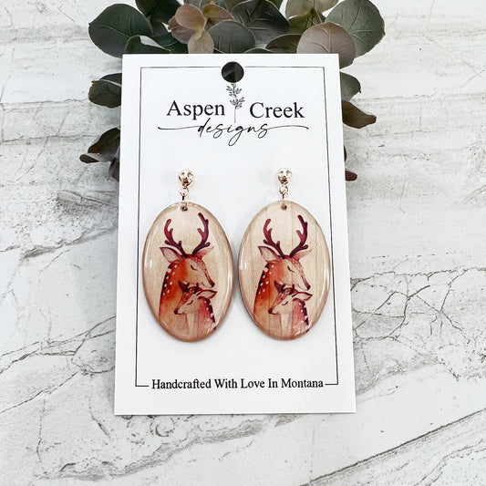 Resin Earrings- Deer Family