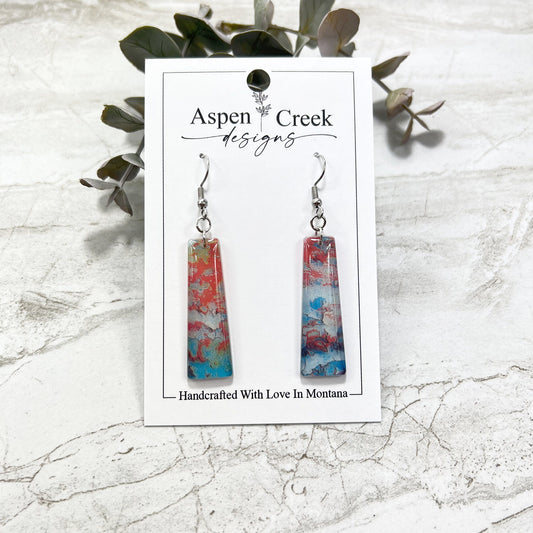 Resin Earrings- Coral Abstract