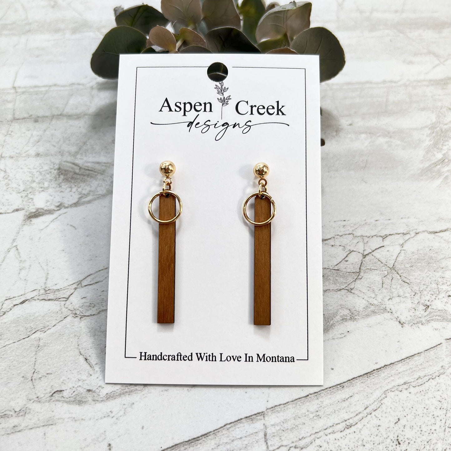 Wood & Wire Earrings- Cherry