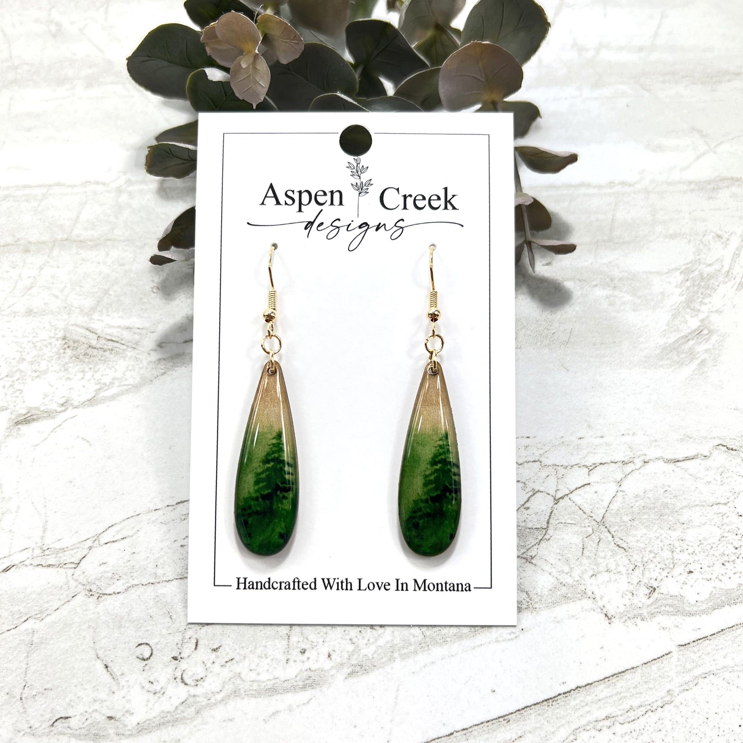 Resin Earrings- Trees Scenic