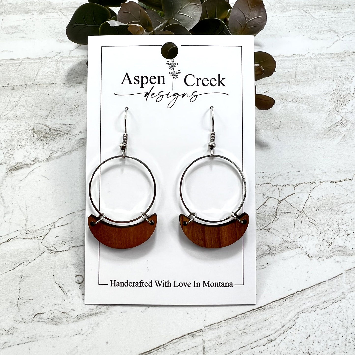 Wood & Wire Earrings- Cherry