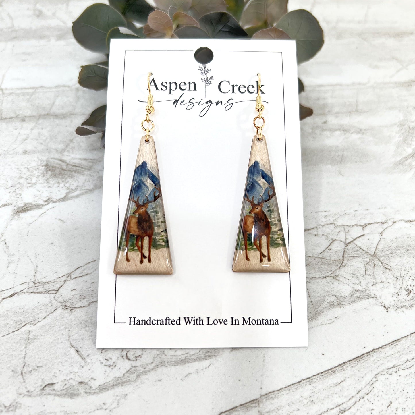 Resin Earrings- Elk Scenic